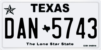 TX license plate DAN5743