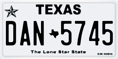 TX license plate DAN5745
