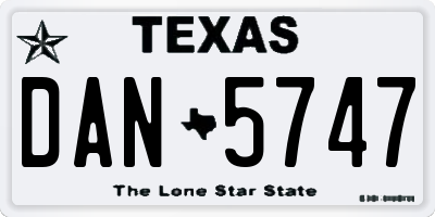 TX license plate DAN5747