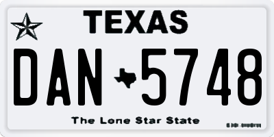 TX license plate DAN5748