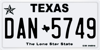TX license plate DAN5749