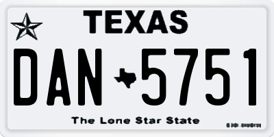 TX license plate DAN5751