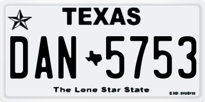 TX license plate DAN5753