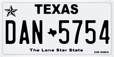 TX license plate DAN5754