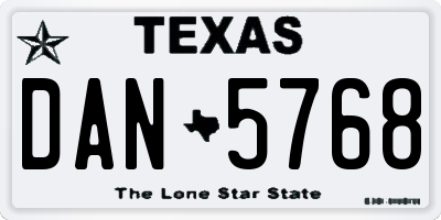 TX license plate DAN5768