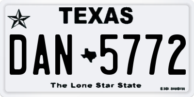 TX license plate DAN5772