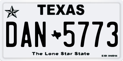 TX license plate DAN5773