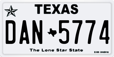 TX license plate DAN5774