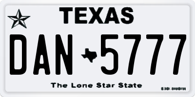 TX license plate DAN5777