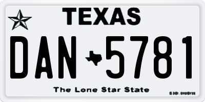 TX license plate DAN5781