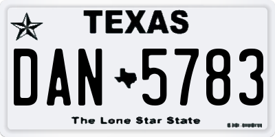TX license plate DAN5783