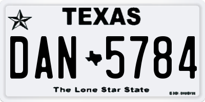 TX license plate DAN5784