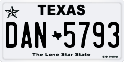 TX license plate DAN5793