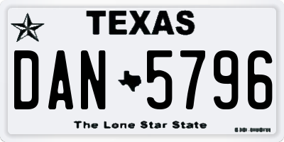 TX license plate DAN5796