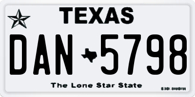 TX license plate DAN5798