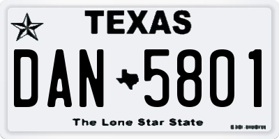 TX license plate DAN5801