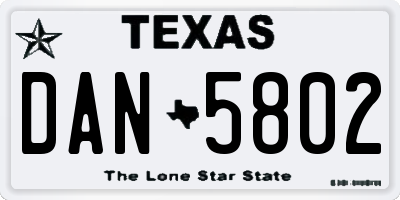 TX license plate DAN5802