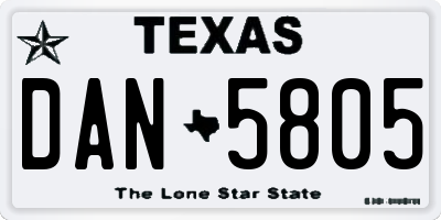 TX license plate DAN5805