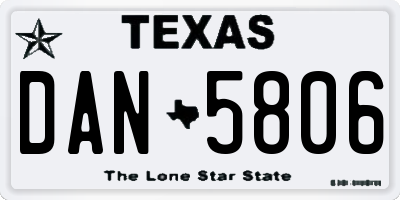 TX license plate DAN5806