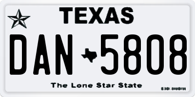 TX license plate DAN5808