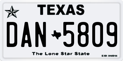 TX license plate DAN5809