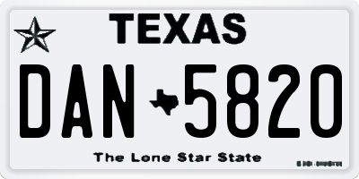 TX license plate DAN5820