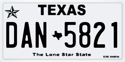 TX license plate DAN5821
