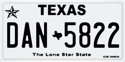 TX license plate DAN5822