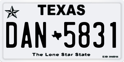 TX license plate DAN5831