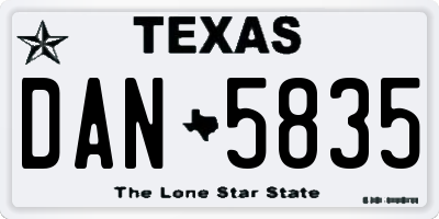 TX license plate DAN5835
