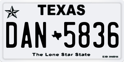 TX license plate DAN5836