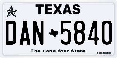 TX license plate DAN5840