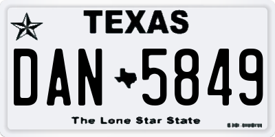 TX license plate DAN5849
