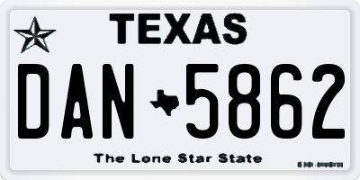 TX license plate DAN5862