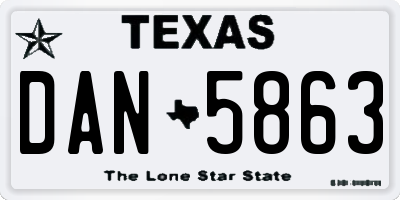 TX license plate DAN5863