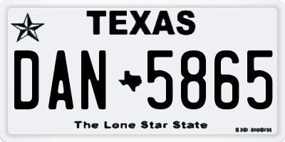 TX license plate DAN5865