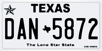 TX license plate DAN5872