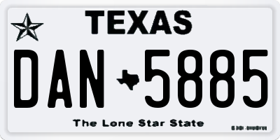 TX license plate DAN5885