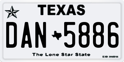 TX license plate DAN5886