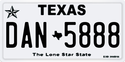 TX license plate DAN5888