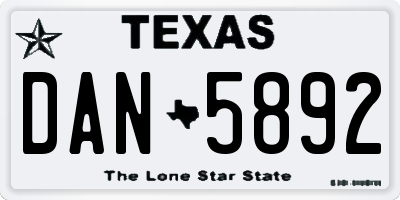 TX license plate DAN5892