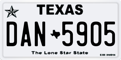 TX license plate DAN5905