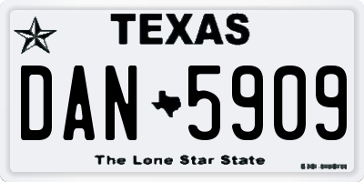 TX license plate DAN5909