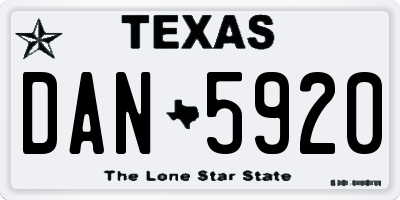 TX license plate DAN5920