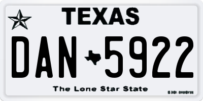 TX license plate DAN5922