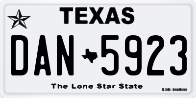 TX license plate DAN5923