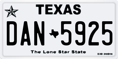 TX license plate DAN5925