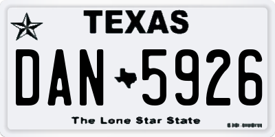 TX license plate DAN5926