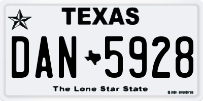 TX license plate DAN5928
