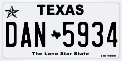 TX license plate DAN5934